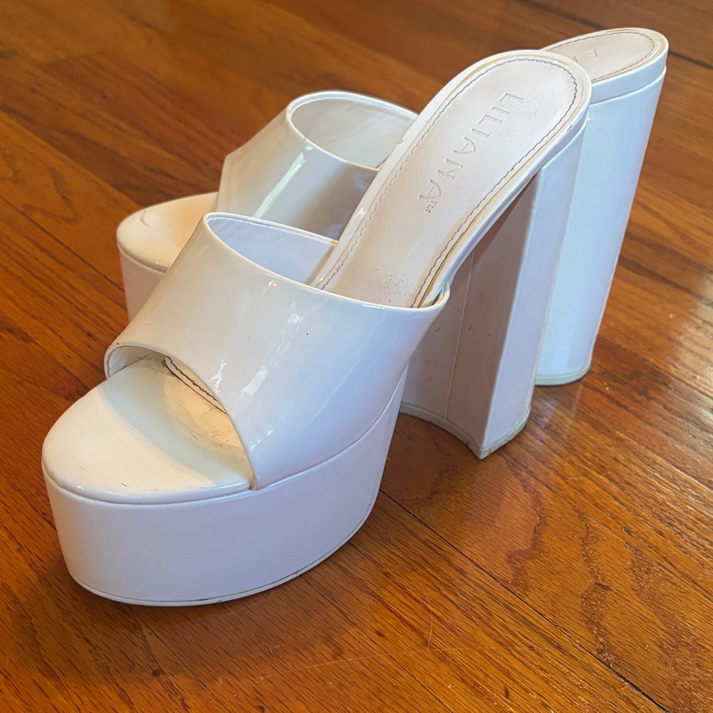 Lulu's Glossy White Platform Sandals
